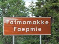 Vegskilt for Fatmomakke. Foto: Olve Utne (2012).