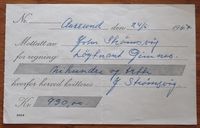 Kvittering på betaling for båten ved henting i juni 1967.