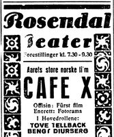 Annonse for Café X. Foto: Adresseavisen (11. oktober 1928).