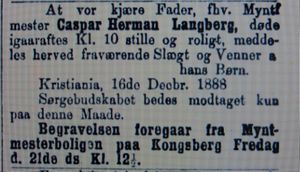 Caspar Herman Langberg dødsannonse Aftenposten 1888.JPG