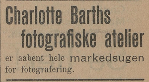 Charlotte Barth atelier annonse fra 1899.png
