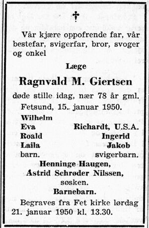 Dødsannonse Ragnvald Martinus Giertsen 1950.jpg