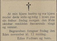 58. Dødsannonse for Edias Fochsens hustru i Harstad Tidende 29.10. 1900.jpg