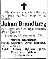 Dødsannonse i Nord-Trøndelag og Nordenfjeldsk Tidende 18. desember 1934.