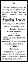 184. Dødsannonse for Kornelius Arvesen i Harstad Tidende 22. november 1939.jpg