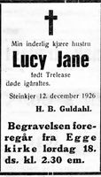162. Dødsannonse for Lucy Jane Guldahl i Trønderbladet 1926.jpg