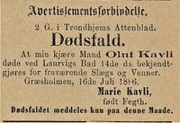 359. Dødsannonse for Oluf Kavli i Tromsø Stiftstidende 18.07. 1886.jpg