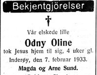 70. Dødsannonse i Nord-Trøndelag og Nordenfjeldsk Tidende 09.02.33.jpg