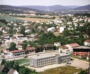 Damhauggården rett bak det nye rådhuset 1959.JPG