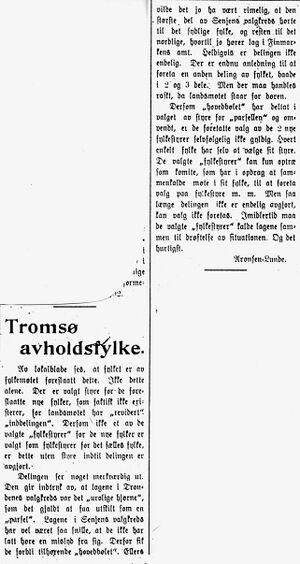 Debattinnlegg av Peter Christian Aronsen Lunde i Haalogaland 1907 1913.jpg