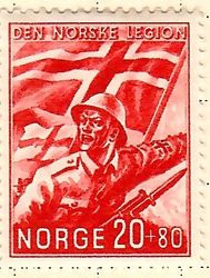 Frimerke 20+80 øre. Den Norske Legion 1941.