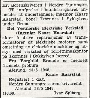 Det Vestnorske Elektriske faksimile Norsk Lysingsblad 1948.jpg