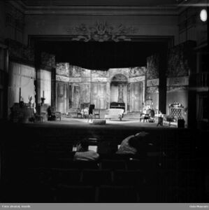 Sceneprøve på oppsetningen Tango for Det Norske Teatret. Foto: Henrik Ørsted/Oslo Museum (1966).