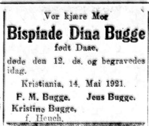 Dina Bugge dødsannonse 1921.jpg