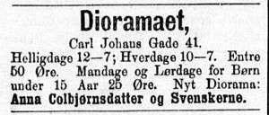 Dioramaet annonse Aftenposten 1889-07-07.JPG