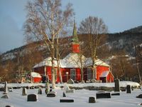 Kyrkja frå 1735 på Dolstad. Fotograf: Commons-brukar Knut