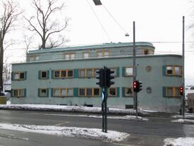 Frittstående blokk i Drammensveien 112 (1939). Foto: Stig Rune Pedersen (2013).