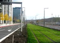 Motiv fra Dronning Eufemias gate høsten 2014, sett mot øst. Foto: Stig Rune Pedersen (2014).