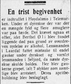 På dyrsku'n i Høydalsmo gikk det riktig ille. Trondhjems Adresseavis. 21.09.1922
