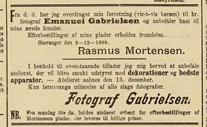 E. Gabrielsen overtar Rasmussens atelier (Stavanger Aftenblad 1898-12-14).jpg