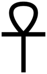 Egyptisk kors. Latinsk kors med løkke over tverrarmen. Førkristent symbol som ble adoptert av koptiske kristne.