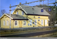 Eidanger stasjon (1882). Foto: Bjørn Lilløy/Norsk jernbanemuseum (1986–1988).