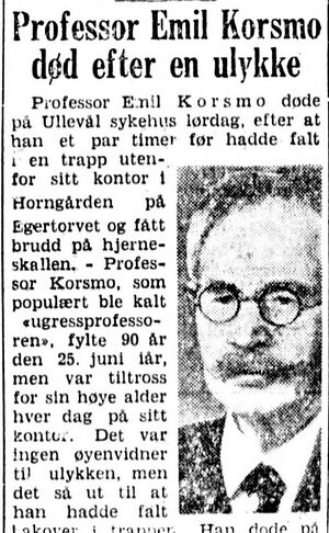 Emil Korsmo dødsfall faksimile Aftenposten 1953.JPG