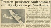 Faksimile fra Morgenbladet 7. september 1948, utsnitt av artikkel om ulykken