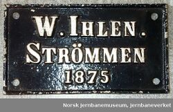 Fabrikkskilt W Ihlen 1875.