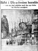 Aftenposten 20. februar 1923: omtale av planene for bygging av Markus kirke.