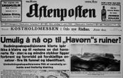 Faksimile fra Aftenpostens forside 17. juni 1936 ifm. Havørnulykken.