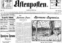 Faksimile fra Aftenpostens forside 3. mai 1910: Bjørnstjerne Bjørnsons begravelse.