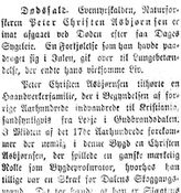 Faksimile Aftenposten 6. januar 1886: Utsnitt av nekrolog over Asbjørnsen.