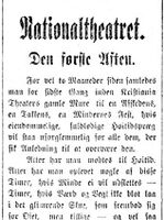 Faksimile fra Aftenposten 2. september 1899 om Nationaltheatrets åpning