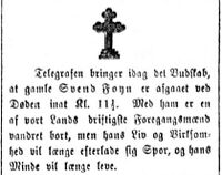 Faksimile fra Aftenposten 30.11.1894: utsnitt av nekrolog for Svend Foyn.