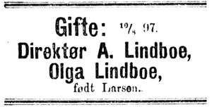 Faksimile Aftenposten august 1897 giftemål Lindboe.JPG