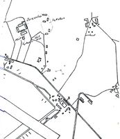 Øverst til venstre ligger fangeleiren på Kjeller. Der det står "vårt hus" bodde informanten Inger Marie Granås.