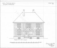 Fasade mot vei Sandaa stasjon. Arkitekt Ivar Næss.