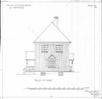 Øi stasjon. Fasade sydøst. Arkitekt Ivar Næss