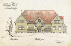 Festiviteten Eidsvold, leverft fra Strømmen Trævarefabrik juli 1909. Arkitekt Finn Knudsen. Foto Steinar Bunæs.