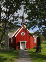 Flakstad kirke sett fra vest. Foto:Gerd Eichmann (2019)