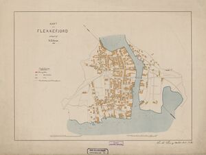 Kart over Flekkefjord fra 1889