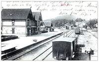 Flisa stasjon. Postkort. Norske jernbanestasjoner Origo.