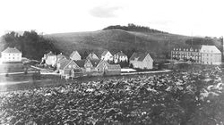 Flyvebyen Kjeller sett fra øst i mellomkrigstiden.