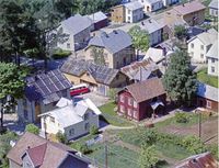 Folkestadbyen sett frå lufta. 1961