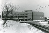 Folkets Hus Strømmen 1980. Brannstasjonen helt til høyre.