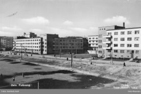 Folkvang med deleer av bebyggelsen mot Hans Nielsen Hauges gate. Foto: Karl Harstad/Oslo Museum (ca 1940).