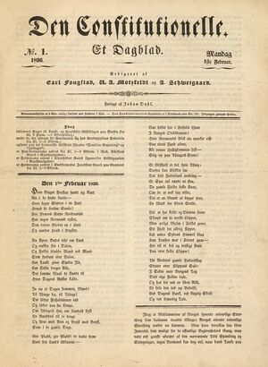 Forside på førsteutgaven av Den Constitutionelle 01.02. 1836.jpg