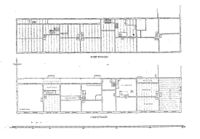 Side 128: Grunnplan av hovedbygningen, 1. og 2. etasje.