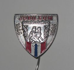 I 1985 ble det mange steder arrangert et 40-årsjubileum med egen nål. Foto Stig Rune Pedersen.